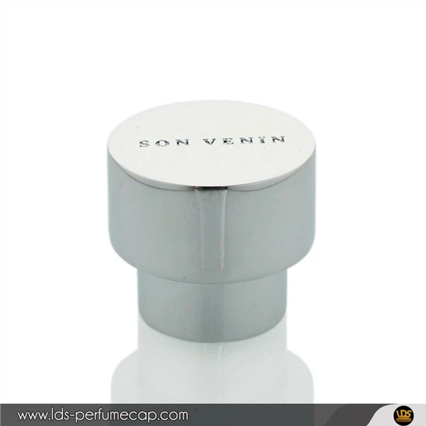 Tampa de perfume de zamac com logotipo personalizado em relevo